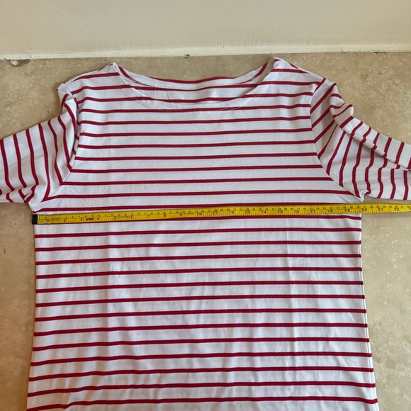 Lily Coco Red White Stripe Boat Neck Long Sleeve Cotton Womens Size L T Shirt - Picture 9 of 14